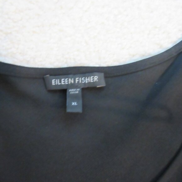 EILEEN FISHER 100% Silk Black Sleeveless Tank Tunic Top - Picture 1 of 3